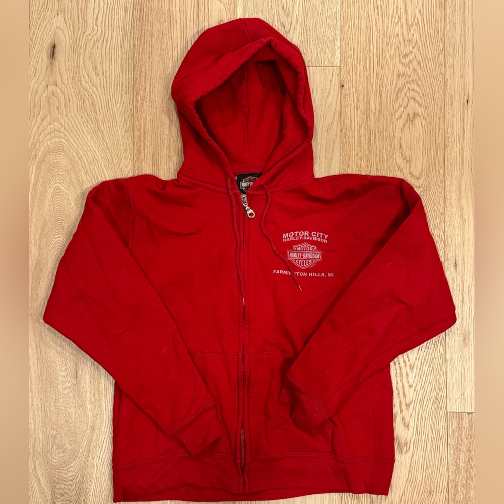 Motor City Harley Davidson Red Zip-Up Hoodie